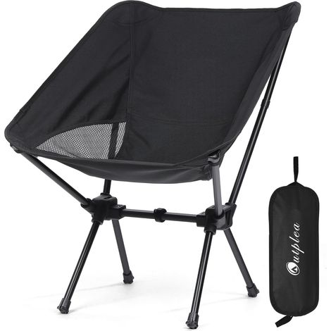 Petit Chaise Pliante Camping Confortable, Chaise de Plage Pliante Ultra Légère, Chaise Pliante Exterieur Portable de Peche Randonnée Barbecue Voyage, Noir (1/5)