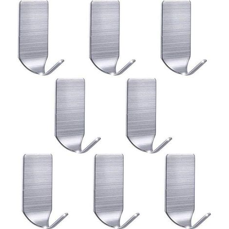 Crochets forts Crochet Mural Crochets muraux en Acier Inoxydable imperméable à l'eau pour la Robe Robe Serviette Porte-clés Sacs de Noël Lumières-Accueil Cuisine Salle 8-Pack (1/5)