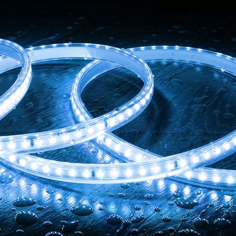 Tira LED Regulable 220V SMD 120 LED/m Color 8.5W/m Ancho 12mm Corte 20cm IP65 a Medida Azul 4 m