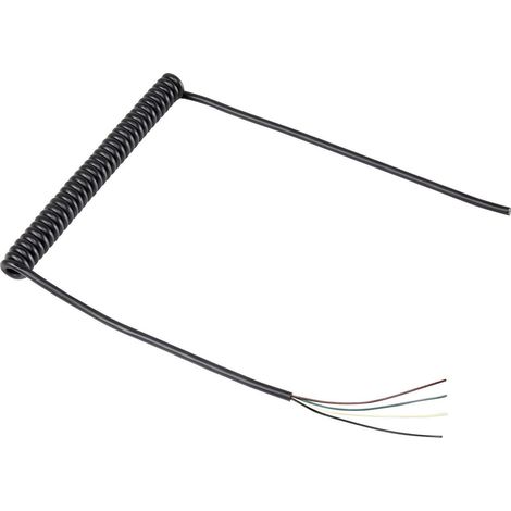 TRU COMPONENTS 1570978 Spiralkabel 188 mm / 500 mm 4 x 0.12 mm² Schwarz 1 St.