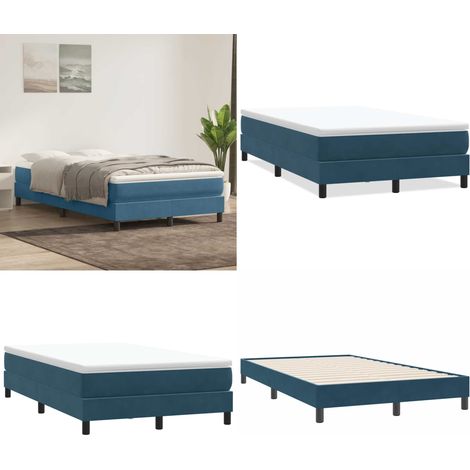 Letto a Molle senza Materasso Blu Scuro 120x220 cm in Velluto - Letto in velluto - Letto con molle