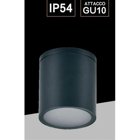 TrAdE Shop Traesio - Applique Da Soffitto A Cilindro Esterno Moderno Lampada Plafoniera Gu10 Ip54 H94 - Nero (1/5)