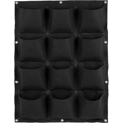 Jardinière verticale murale à poches multiples, sac de culture en feutre pour plantes aromatiques d'intérieur/extérieur, 12 (1/5)