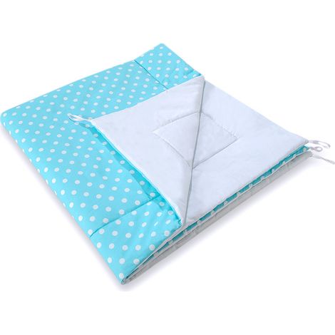 Esterilla tipi de doble cara con relleno - Lunares blancos sobre fondo turquesa (1/2)