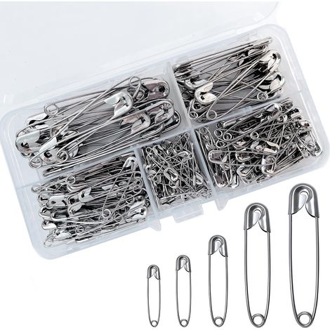 Pi greco di sicurezza 150c, 5 misure, acciaio nichelato, accessori per cucito e artigianato, cucito, Set Pi greco di sicurezza 150, argento