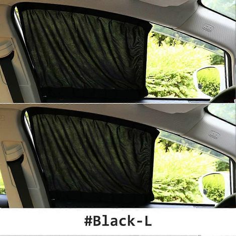 Lot de 2 pare-soleil universels pour vitres latérales de voiture, extensibles, avec rail en plastique et cordon élastique, couleur or. (1/5)