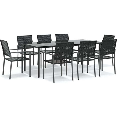 Maison Exclusive - 9-tlg. Garten-Essgruppe Poly Rattan und Stahl (1/5)