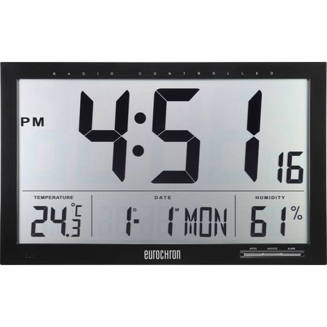 Eurochron EFWU Jumbo 100 Radiocontrollato Orologio da parete 370 mm x 230 mm x 30 mm Nero (1/5)