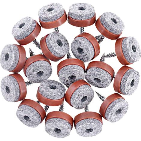Lot de 52 patins antidérapants en feutre pour meubles avec patins en feutre à visser pour pieds en bois de chaise, table, canapé Marron 20 mm (1/5)