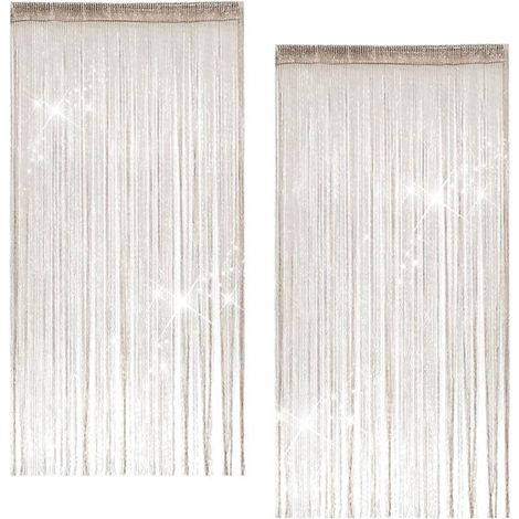 Cortina de lentejuelas de dos piezas，100 x 200 cm，con cuentas para proteger contra las moscas，adecuada para bodas，restaurantes y entradas (1/5)