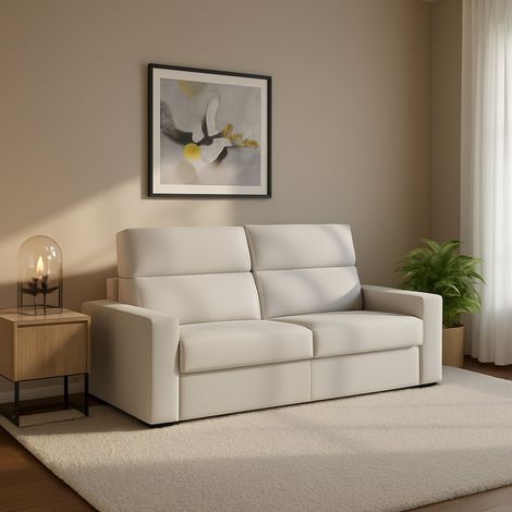 Schlafsofa 2-Sitzer Ecate, abnehmbar, Stauraum, Made in Italy, Klappöffnung, 200x95 cm, Grau (1/5)