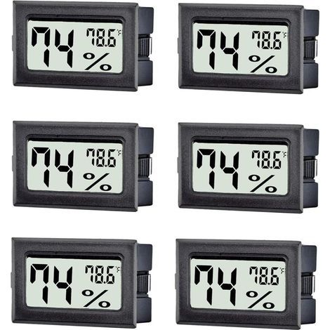 Set mit 6 digitalen Mini-Thermometern und Hygrometern, Temperatur- und Feuchtigkeitsmesser für Innenräume, Fahrenheit (℉)-Anzeige für Zuhause, Gewächshaus und Einmachgläser. (1/4)