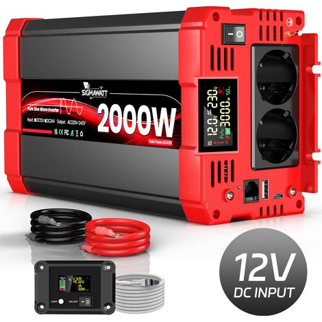 Onduleur pur sinus 12V vers 230V, 2000W continu 4000W crête, convertisseur de tension bateau (1/5)