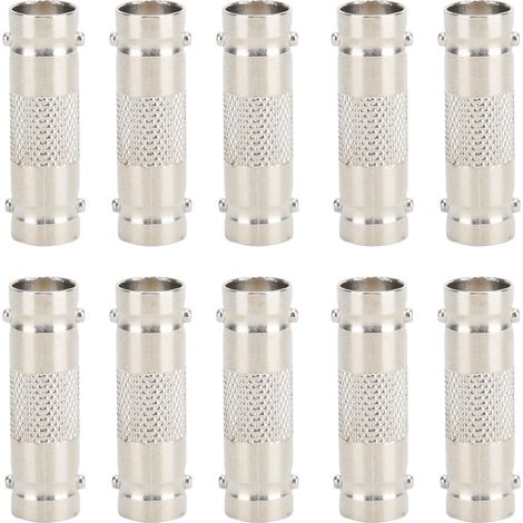 10 pièces Connecteur Adaptateur BNC Femelle à BNC Femelle en Cuivre Nickelé 50 Ohms Impédance (1/5)