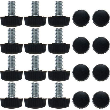 Pied de meuble M6 x 8,5mm x 16mm Pied visser Pied de nivellement Réglable Patin Table Chaise Protection Sol Noir 20Pcs (1/4)