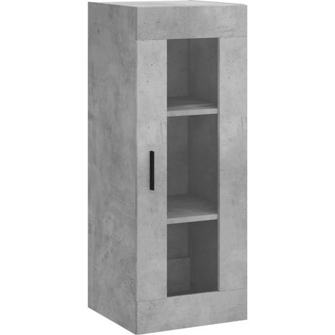 Armadio a muro portaoggetti moderno e pratico da soggiorno 34,5 x 34 x 90 cm in legno grigio cemento 020048692