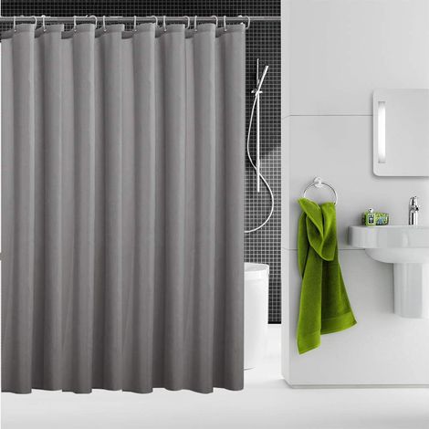Grauer Duschvorhang 120x200 cm, wasserdicht und schimmelresistentes Polyester mit beschwertem Saum und Haken