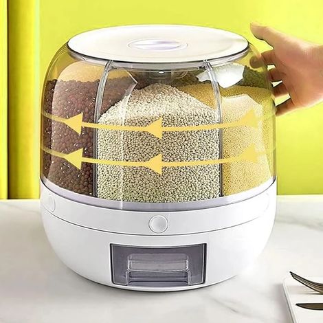 Distributeur de grains rotatif à 360° à 6 compartiments (blanc - grand modèle) (1/5)