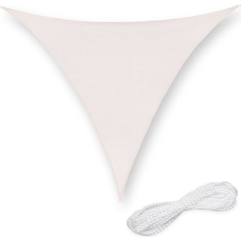 Relaxdays Tenda a Vela Parasole 2x2x2 m, Tessuto HDPE anti-UV, Corde di Supporto, Ombra Balcone, Giardino, Bianco