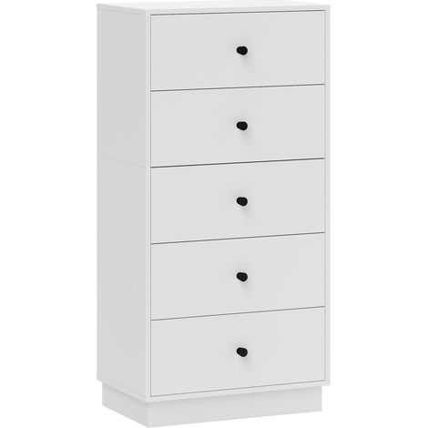 Cassettiera 5 Cassetti Moderna e Salvaspazio 47x29x95 cm Bianco (1/5)