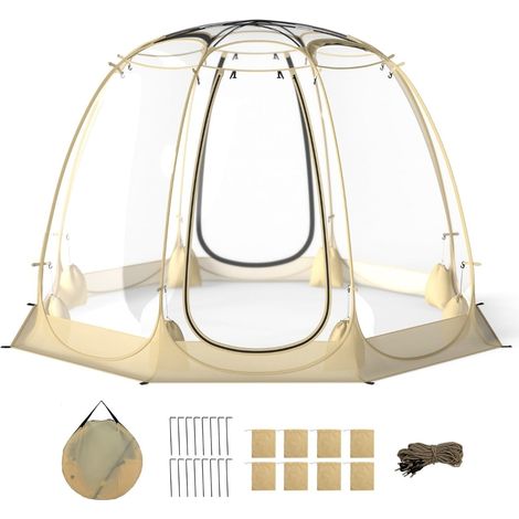 Tenda a bolle pop-up in PVC trasparente per 5-6 persone, 265x265 cm