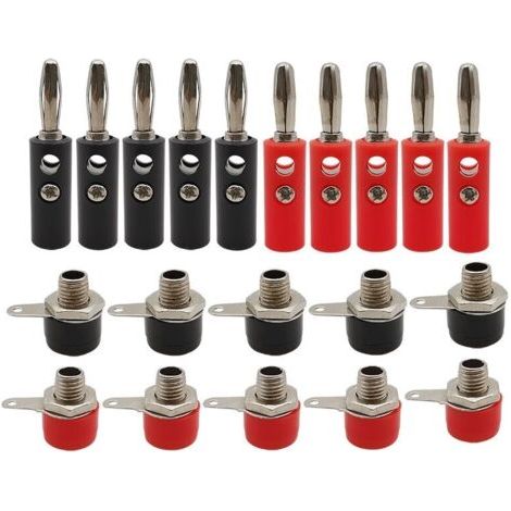 52 pièces fiche banane 4 mm, haut-parleur fiche banane, prise de borne de liaison fiche banane 4 mm, bornes polaires haut-parleur - 2 couleurs (26 males + 26 femelles) (1/5)