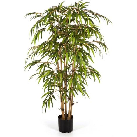 Bambou artificiel H 180 cm 1360 feuilles cannes moyennes en pot - dimhaut: H 180 cm - couleur: Vert
