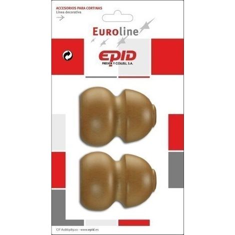 Terminal Barra Cortina 29Mm Madera Nat Epid 2 Pz