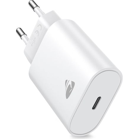 Chargeur Rapide USB C, Prise Secteur USBC 20W Charge Rapide pour iPhone 17/17 Air/17 Pro/17 Pro Max /16/15 /14/13 /12/11 /X/XS/XR/SE/iPad Air,Samsung Galaxy, Embout Adaptateur Secteur Bloc Type C (1/5)