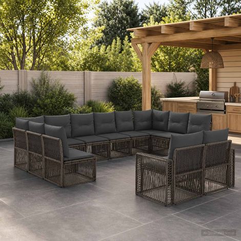 Set Divano da Giardino 12 pcs Grigio e Grigio Scuro polyrattan vidaXL (1/5)