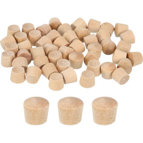 60Pcs Bouchons à Bouton en Bois, 7,5mm Tête Plate Bouchons de Trou de Vis en Bois Dur, Capuchons en Bois, Bouchons pour Meubles, Travail du Bois, Artisanat (9mm x 7,5mm) (1/5)