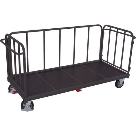 VARIOfit Dreiwandwagen mit senkrechten Streben Elastikbereifung 1200kg Tragkraft 2005x845mm Anthrazitgrau RAL 7016