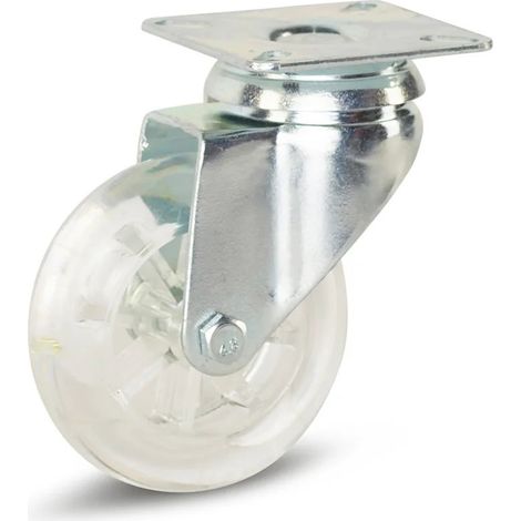 Roulette pivotante - MESO - Meuble transparente - Platine - 75mm - 100kg