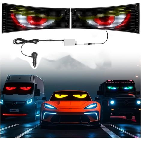 Lumière Yeux du Diable pour Voitures, Panneaux LED Flexibles programmables pour Voiture, Lampe œil du Diable RGB, écran Souple pour véhicule, Magasin, fête, Bar, hôtel (1/4)