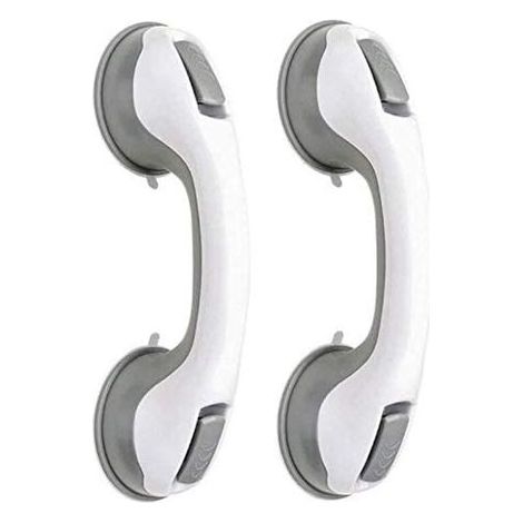 2 PCS Poignée baignoire de sécurité/Poignéee/Ventouse de douche pour salle de bain (Gris) (1/5)