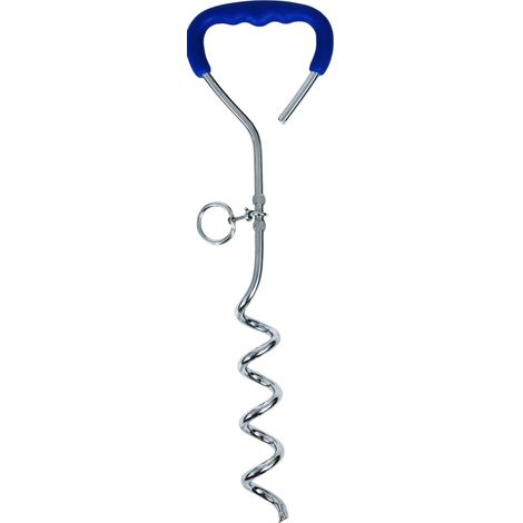 Piquet d'amarrage pour chien, grand modèle, piquet de sol extérieur bleu, longueur 45 cm, usage plein air (1/4)