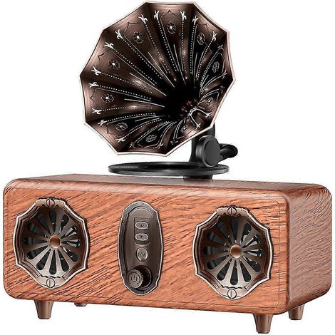 Retro-Bluetooth-Lautsprecher mit FM-Radio und tiefen Bässen, Vintage-Stil, kabellos, USB/TF/AUX-kompatibel, ideal für Zuhause, Büro oder Schlafzimmer. (1/5)