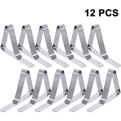 Lot de 12 pinces à nappe, pinces flexibles en acier inoxydable pour table de pique-nique, idéales pour les pique-niques et les fêtes de remise de diplômes. (1/4)