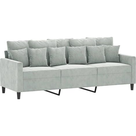 Canapé à 3 places，Sofa pour Salon，Banquette Gris clair 180 cm Velours CFW536098 (1/5)