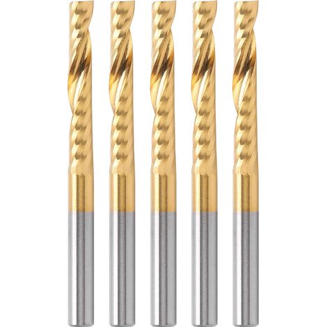 Lot de 5 fraises carbure HSS 1 dent spirale CNC, 4x22x50mm, pour défonceuse et gravure (1/5)