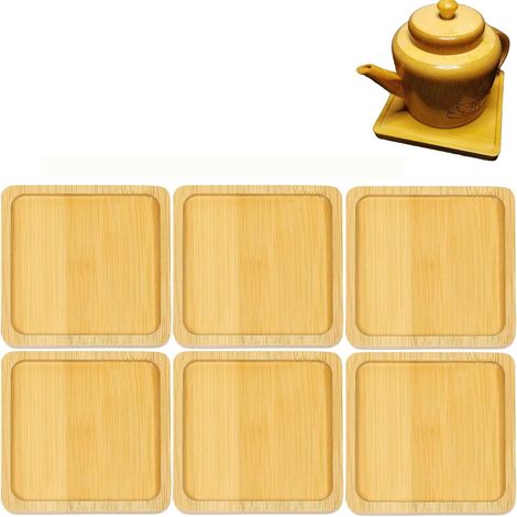 Set mit 6 quadratischen Untersetzern aus rohem Bambus zum Bemalen für DIY-Projekte, unbedruckte Untersetzer zum Personalisieren, natürliche Mosaik-Untersetzer für Getränke und Dekoration