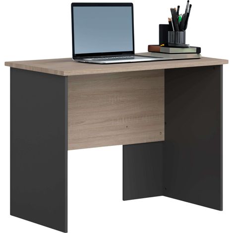 Mesa de Escritorio Estudio Nibis Industrial Color Roble Sonoma y Gris Antracita 100 cm