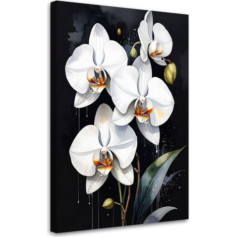 Cuadro sobre Lienzo Orquídeas blancas flores plantas naturaleza 20x30 (1/5)