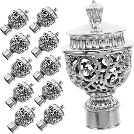 Pices Embouts de Tringle Rideaux Abs Argent Creux Lot de
