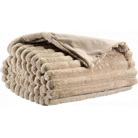 VIVARAISE - Plaid Alice en fausse fourrure floquée - 130 x 160 cm - Polyester 100% - Marque Vivaraise