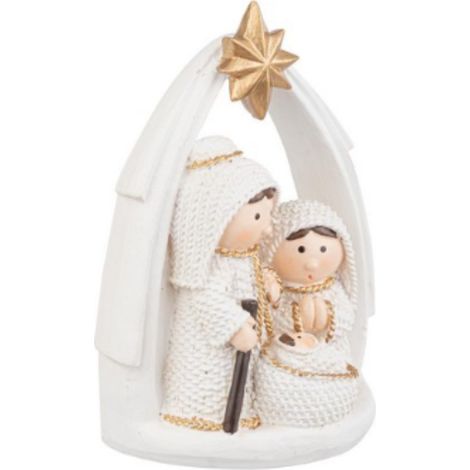 Natività "Timjem" Bianco, in poliresina, presepe da 9,3x5x12h -StellaCometa