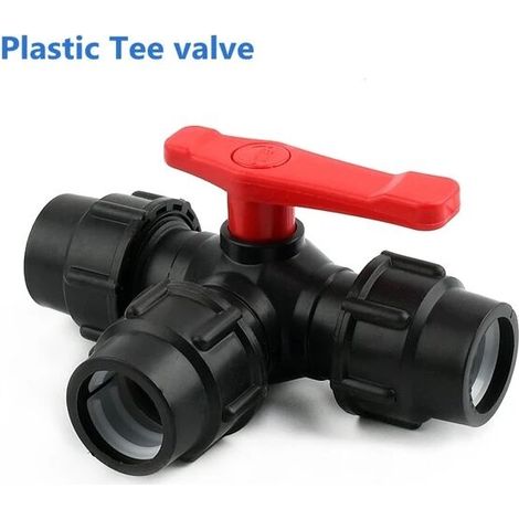 Raccord d'irrigation rapide 25mm - Connecteur en té en plastique PE - Pour conduite d'eau - Coudé et droit - Noir (1/5)