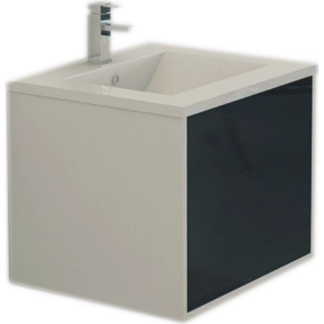 Badset LINZ Waschbecken schwarz Badmoebelset 60 cm Jet-Line Push Open Badmöbel Badausstattung Bad (1/2)
