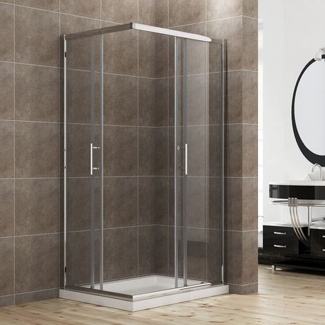 ELEGANT Shower Door and Enclosure 900 x 800mm Sliding Corner Entry Shower Cabin (1/5)