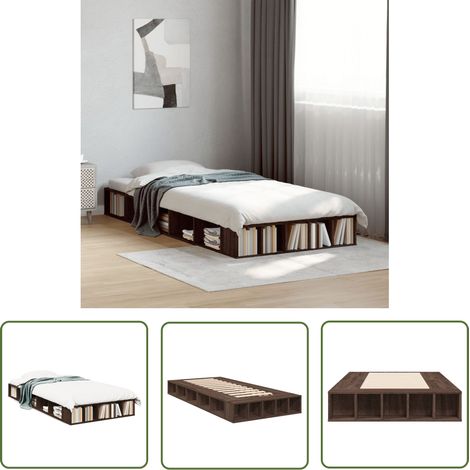 The Living Store Bettgestell Braun Eichen-Optik 90x190 cm Holzwerkstoff - Holzbettwäsche - Bettsofa - Doppelbett - Einzelbett - Boxspringbett (1/5)